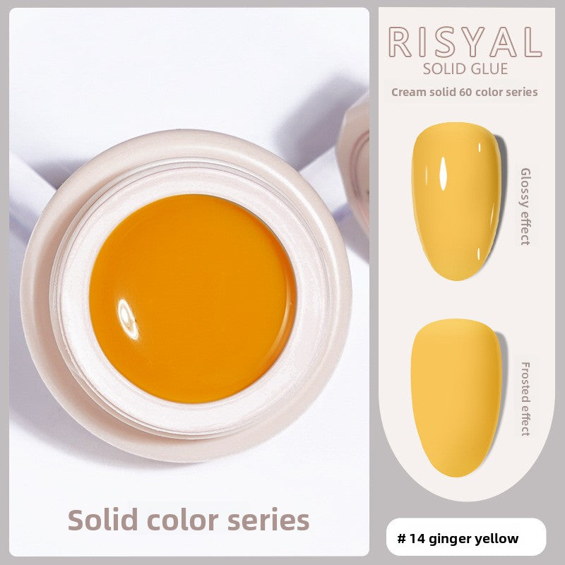 #14 ginger yellow solid nail glue pot, vivid yellow glossy cream gel