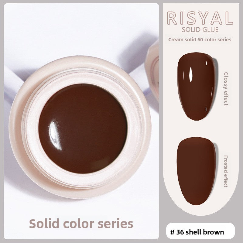 Ice-Clear solid nail polish glue, glossy finish shell brown (#36) gel color