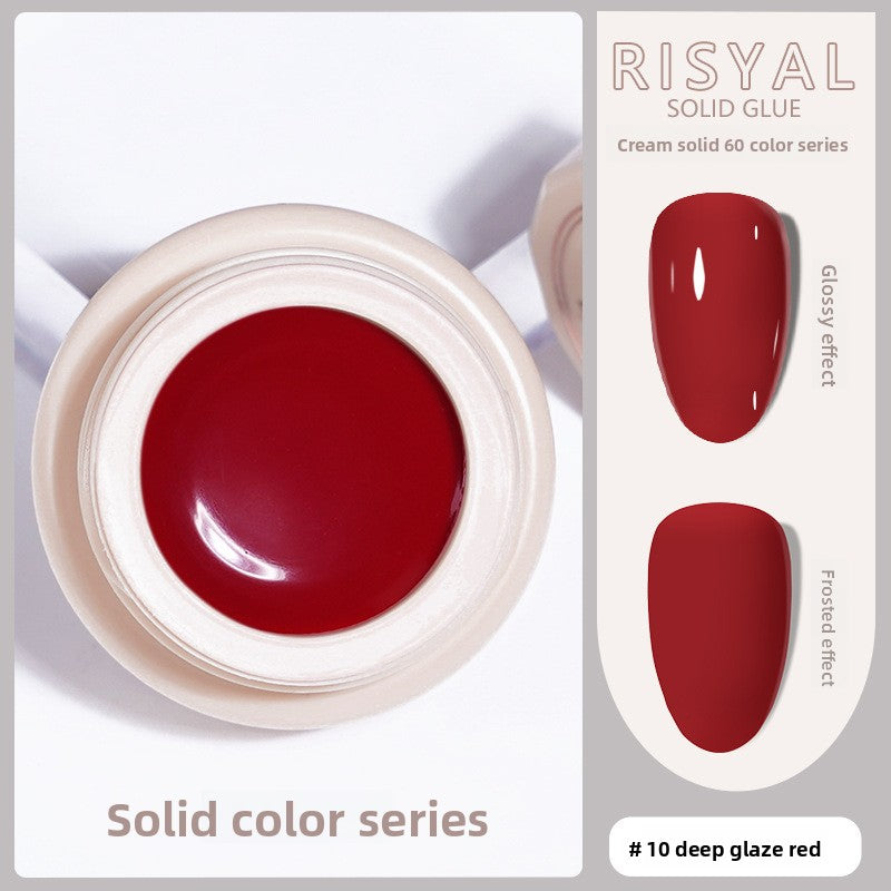 #10 deep glaze red solid nail glue pot, deep red glossy cream gel