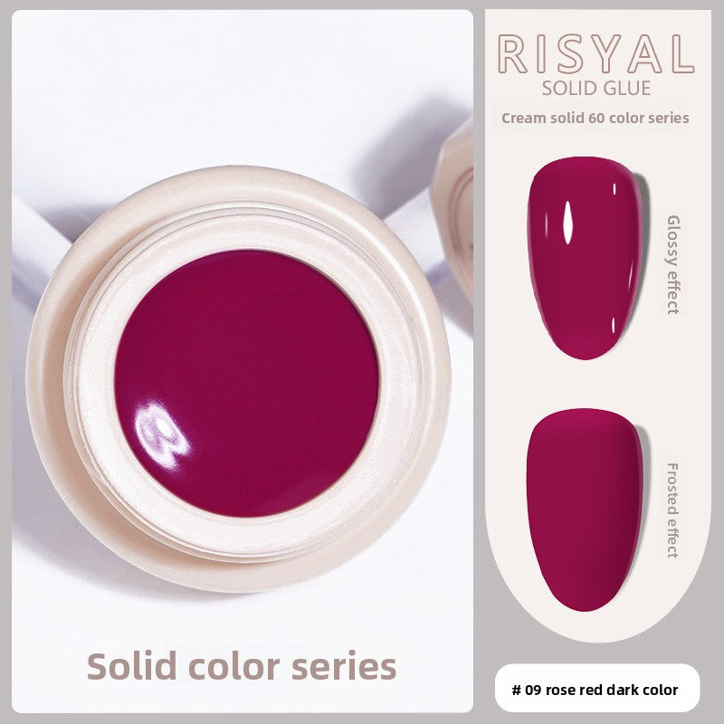 #09 rose red dark solid nail glue pot, magenta-red glossy cream gel