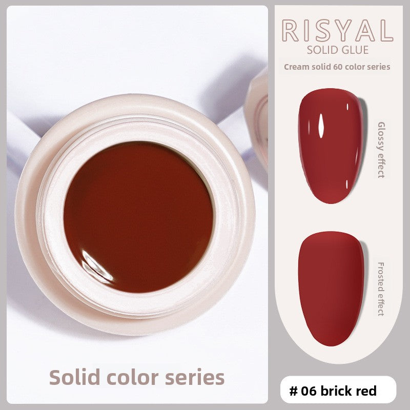 Ice-clear solid nail polish glue #06 brick red cream gel in jar